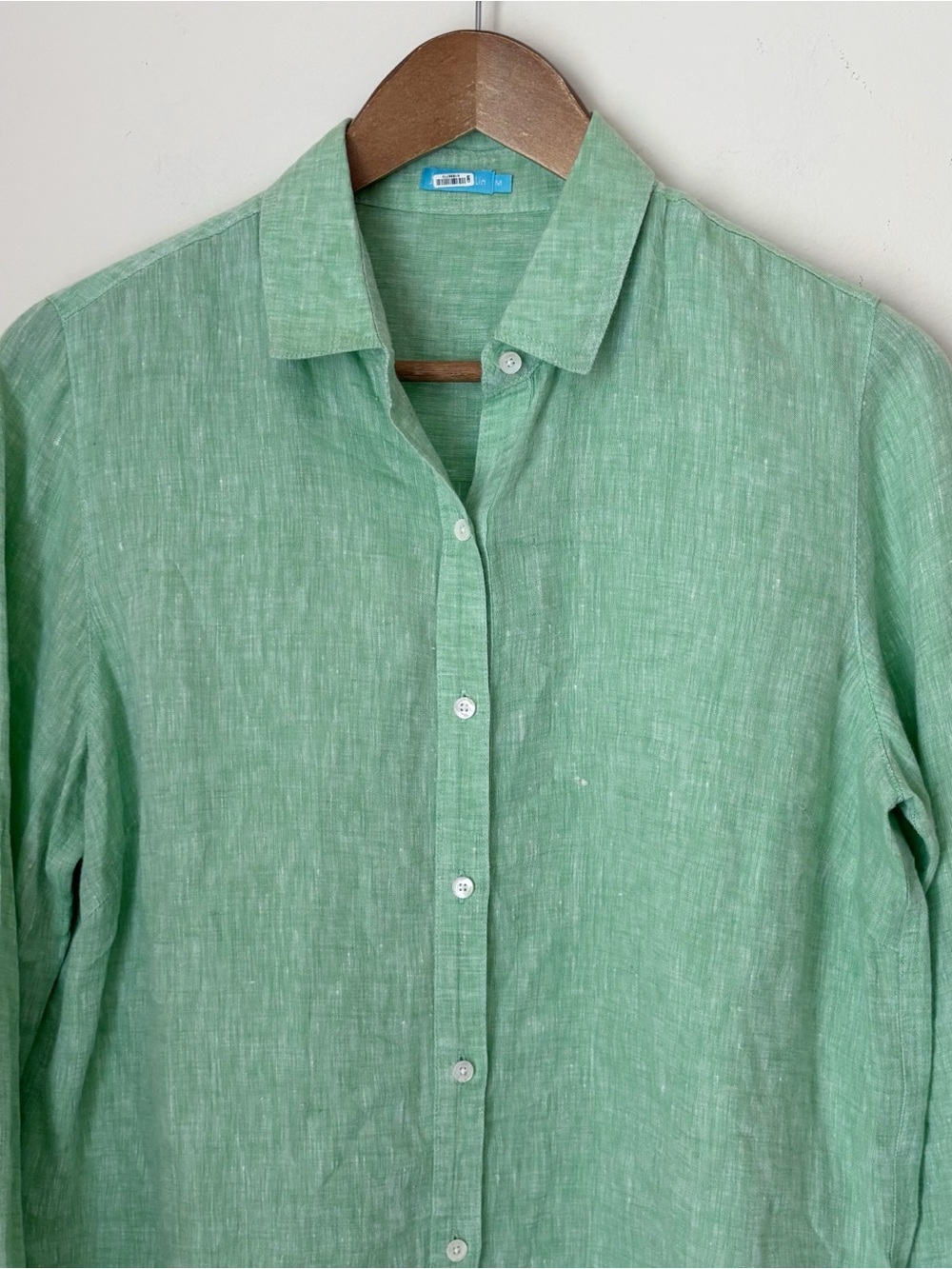 J. McLaughlin Green Linen Long Sleeve Button Front Shirt Medium - Picture 2 of 7